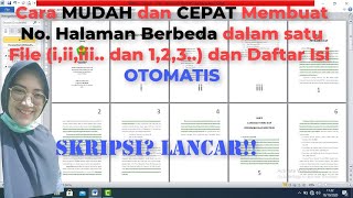 Cara Membuat Nomor Halaman Skripsi Berbeda dalam 1 Dokumen word dan Daftar Isi Otomatis [upl. by Avle]