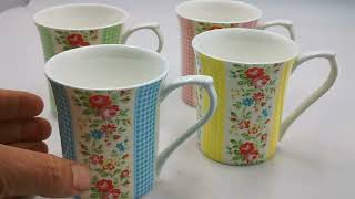 Cath Kidston by queens Kitchen set of 4 Mugs [upl. by Araem]