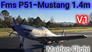 Fms P51 Mustang  1400mm Maiden Flight  Pilot Trav [upl. by Llecrad]