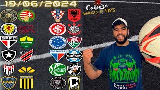 PALPITES DE FUTEBOL PARA HOJE 19 06 2024 QUARTA 27 JOGOS  BILHETE PRONTO Caipora Análises e TIPs [upl. by Ttik]