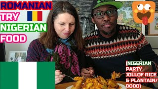 ASMR ROMANIAN TRY NIGERIAN FOOD NIGERIAN PARTY JOLLOF RICE AFRICAN FOOD MUKBANG JOLLOF RICEDODO [upl. by Sivrad]