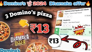 3 DOMINOS PIZZA in ₹13 😋🍕Dominos pizza offerDominos pizza offers for todaydominos coupon code [upl. by Atirhs]