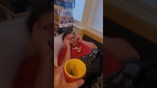 Scaring Wife With Cup Of Coffee shorts funny funnyvideo comedy [upl. by Aicatsanna960]