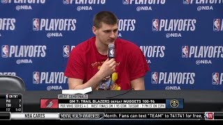 Nikola Jokic cry on Postgame Conference  Denver Nuggets loss to Porland Trail Blazers 96100 [upl. by Celin801]