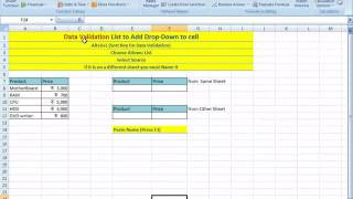 How to use data validation in same or other sheets in Excel 2007 [upl. by Evette]