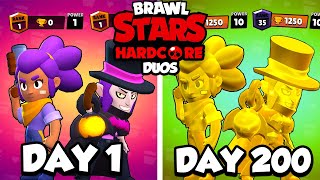 We Survived 200 Days in HARDCORE Brawl Stars DUOS [upl. by Annekahs]