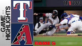 Rangers vs Diamondbacks FULL GAME 5 HIGHLIGHTS TODAY  Nov0123  MLB 2023 [upl. by Ynattir197]