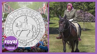 The Queen Rides into Jubilee Year on New 50p Coin [upl. by Acemaj]