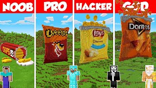 CHIPS BASE HOUSE BUILD CHALLENGE  Minecraft Battle NOOB vs PRO vs HACKER vs GOD  Animation [upl. by Selrahc782]