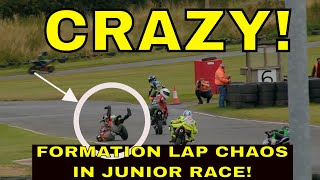 CRAZIEST Start to a Junior Motorcycle Race EVER [upl. by Nabalas]