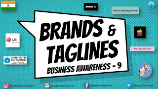 Brand Taglines amp Slogans  2020 Business Awareness  Part9  TISSMAT CMAT IIFT XAT DUJAT Banks [upl. by Croydon55]