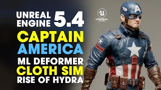 Unreal Engine 54 Captain America MetaHuman using ML Deformer [upl. by Miksen104]