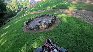 Laying stripes on steep hills pov mowing hillsides 2024 youtube lawncare [upl. by Attenrad205]