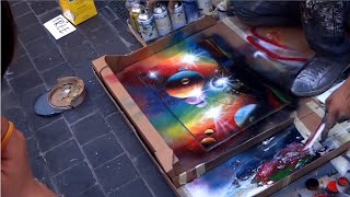 Amazing Street Artist  Amazing Street Art Painting  Spray Paint Art [upl. by Adelbert575]