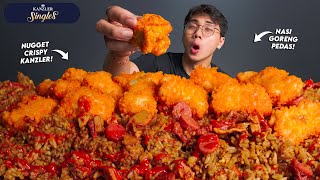 GILAA MUKBANG NASI GORENG PEDAS PORSI JUMBO  NUGGET CRISPY KANZLER PANAS🥵 [upl. by Nosdivad]