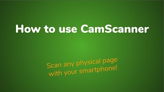 How to use CamScanner To Scan An Image [upl. by Joice]