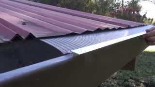 EasyOn Gutterguard Installing on corrugated metal roof [upl. by Aiker]