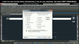 91 STATUS BAR OSNAP OBJECT SNAP COMMAND AUTOCAD OBJECT SNAP TAB OF DS DIALOG BOX PART 1 [upl. by Ed]