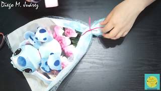 Ramo de peluche y flores  Stitch  San valentin  Detalle [upl. by Horvitz976]