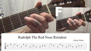 Rudolph The Red Nosed Reindeer Guitar Lesson Tabs and Chords [upl. by Zanahs]