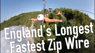 Englands longest and fastest Zip Line  Zip Wire  Hangloose Adventure at the Eden Project Cornwall [upl. by Nnahtur]