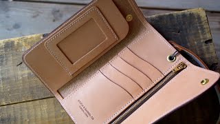 Making a Leather Trucker Long Wallet GoPro Maker POV [upl. by Ativet]