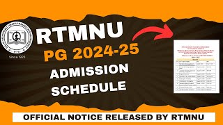 RTMNU 202425 PG admission schedule released by rtmnu university rtmnu admissions2024 admission [upl. by Nipsirc482]