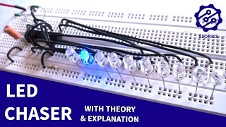 LED Chaser circuit using 555 timer  4017 IC on Breadboard  Basic Electronics Projects [upl. by Etyak]