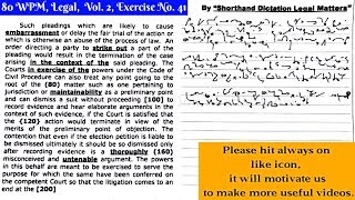 80 WPM Shorthand Dictation Legal Volume 2 Transcription No 41 [upl. by Butta]