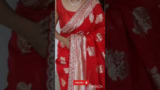 Beautiful bridal and anniversary saree ❤️ comment to order ❤️💖 pretty red saree💕😄redsaree saree [upl. by Hecker]