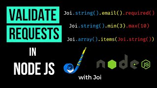 How to Validate Requests in Node JS with Joi validator  Node JS Tutorial [upl. by Aeuhsoj]