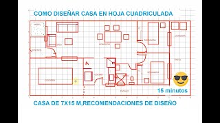 Como Diseñar tu casa en hoja cuadriculada en 15 minutos  ✅ Aprende a dibujar Boceto de casa [upl. by Nela]