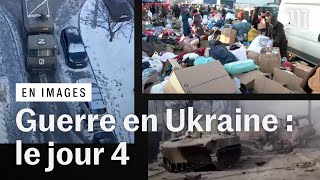 Guerre en Ukraine  jour 4 les combats continuent crise humanitaire [upl. by Thalassa862]