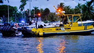 Quad Engine Boat Accident in Biscayne Bay Center Console Boat Totally Destroyed Black Point Marina [upl. by Taber993]