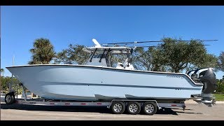 Freeman 37vh with Seven Marine Outboards Sea trial Fastest fishing boat 80mph [upl. by Rabjohn162]