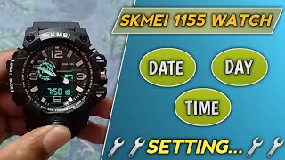 Skmei Watch Time Setting  How To Set Time  Date Of Skmei Watch  Skmei 1155 Watch Time Setting [upl. by Kos]