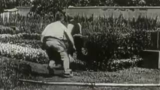 The Lumière brothers The Watered Sprinkler 1895 Vintage French Film [upl. by Ellenuahs]