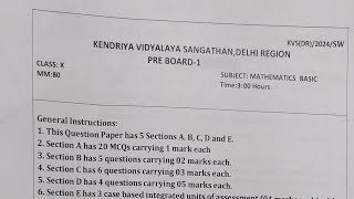 Class 10 Pre board 1 question paper of Maths [upl. by Nina359]