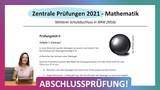 ZP 10 NRW Mathe 2021  Mittlerer Schulabschluss Realschule MSA  Teil 2 A1  Kugel Körper [upl. by Coussoule884]