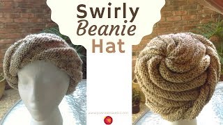 Swirly Beanie Hat  Spiral Knit Hat Pattern  Swirl Knitted Cap Hat [upl. by Etnaed]