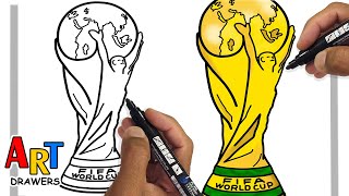 How To Draw TROPHY World Cup Qatar FIFA [upl. by Ottilie831]