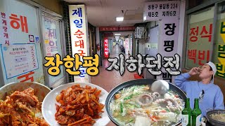 장한평 중고차 매매단지 지하던전에서 연포탕오제볶음에 혼술 [upl. by Ennahgem]