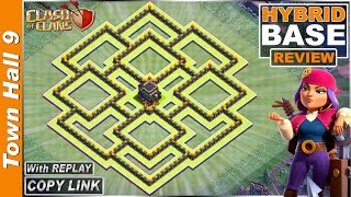 Updated BEST TH9 Base with Replay 2021  COC TH9 FarmingTrophyHybrid base link  Clash of Clans [upl. by Nauqram]