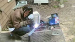 Welding with a Campbell Hausfeld 70 A stick welder [upl. by Inait]