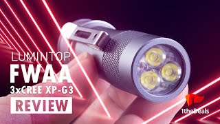 Lumintop FWAA 3x CREE XPG3 Nichia 219C SST20 Andúril 2 14500 Flashlight prototype Review [upl. by Keon]