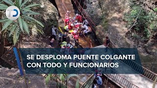 En Cuernavaca se desploma puente colgante ¡durante su reinauguración [upl. by Aneloaup581]