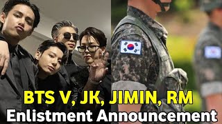 BTS Taehyung Jungkook Jimin and RM Announce Military Enlistment 방탄소년단 2023 [upl. by Nosreffej492]