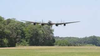 Avro Lancaster Low Pass  2013 Warbirds Over the Beach Airshow [upl. by Esiralc]