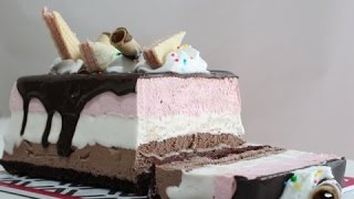 Neapolitan Ice Cream Cake  Triple layer  Eggless [upl. by Annawd]