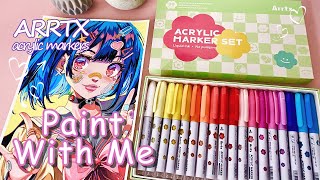 ✨trying out arrtx 36 acrylic markerspaintingreview💫✍️ [upl. by Gnad]